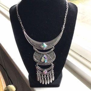 Oil spill 3 tier bib necklace